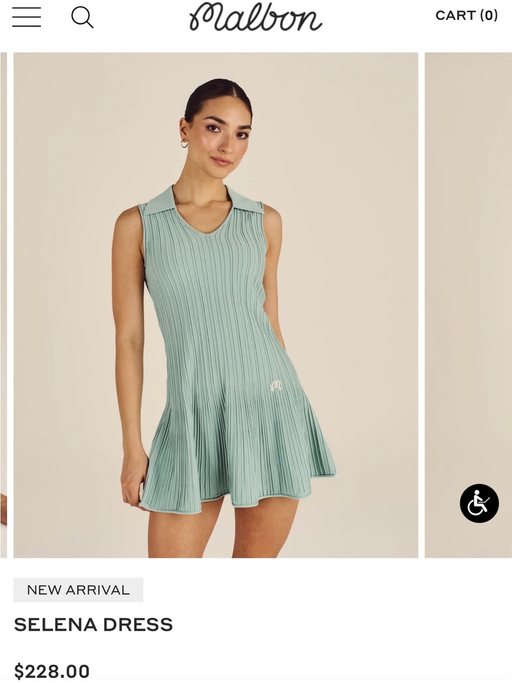 Malbon Selena Sleeveless Pleated Knit Dress in Mint